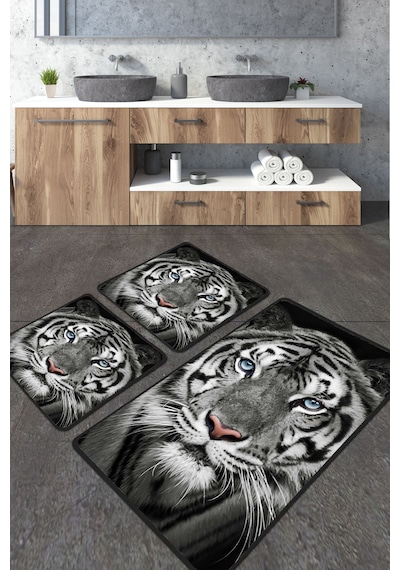 Hunter Banyo Halısı Djt 3 Lü Set, Banyo Halısı , Banyo paspası yıkanabilir Çok Renkli
