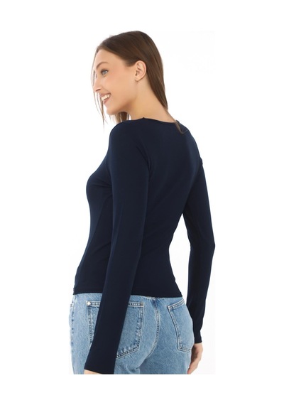 V Yaka Slim Fit Tişört-lacivert Lacivert