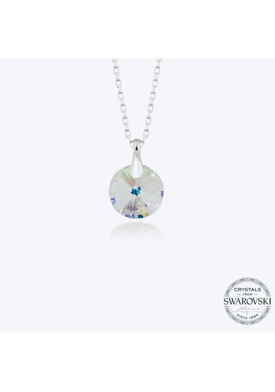 Madam&Matmazel Swarovski Tek Taş Beyaz Kristal Gümüş Kadın Kolye