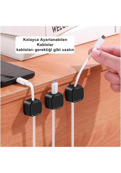 6 Adet Set Yapışkanlı Manyetik Kapaklı Kablo Düzenleyici Organizer, Ev, Ofis, Kablo Düzenleyici Belirtilmemiş 83799739