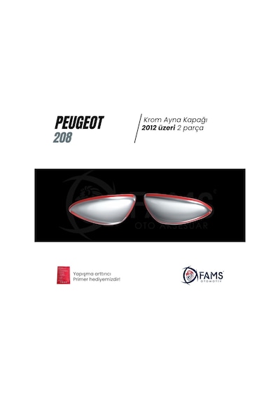 Peugeot 208 Krom Ayna Kapağı 2 Parça 2012 Ve Üzeri Paslanmaz Çelik