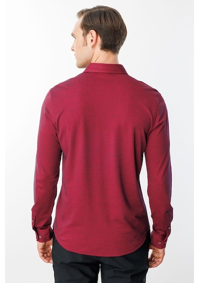 Desen Triko Erkek Uzun Kol Manşetli Gömlek Bordo Bordo