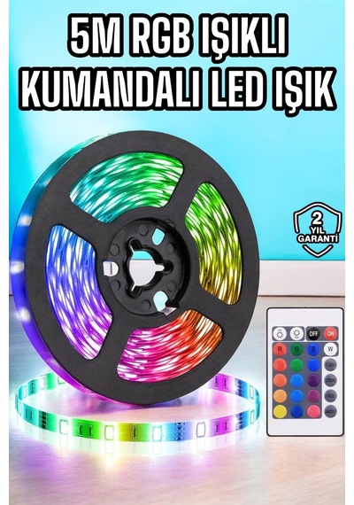5m Rgb Işıklı Her Ortama Uygun Led Işık Çok Renkli