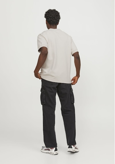 Jack & Jones Erkek Bisiklet Yaka Kısa Kollu Tişört - Deco 12253379 Moonbeam Siyah