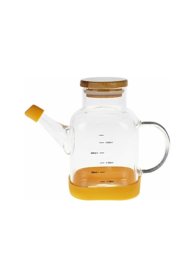 Porgold Yağlık Borosilikat Bambu Kapaklı 550ml 6401 Şeffaf
