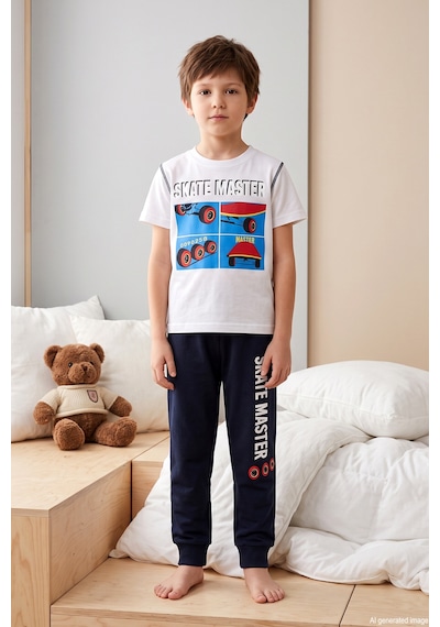 Remsa Erkek Çocuk Kısa Kol Penye Pijama Takımı 4269 Bej03