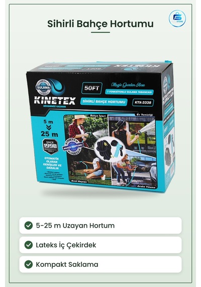Sihirli Bahçe Hortumu 5 M 25 Uzayan Esnek Lateks İç Polyester Örg