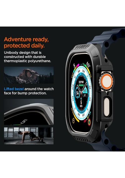 Apple Watch 49mm Ultra 4/3/2/1 İle Uyumlu Kılıf Lock Fit Black - Acs06208 Çok Renkli