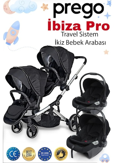Prego 2071 İbiza Pro Travel Sistem İkiz Bebek Arabası