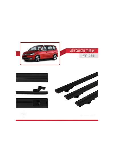 Volkswagen Touran 2010-2015 Arası İle Uyumlu Basic Model Ara Atkı Tavan Barı Siyah 3 Adet