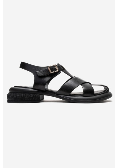 Luvishoes Guıdo Siyah Hakiki Deri Kadın Sandalet Siyah