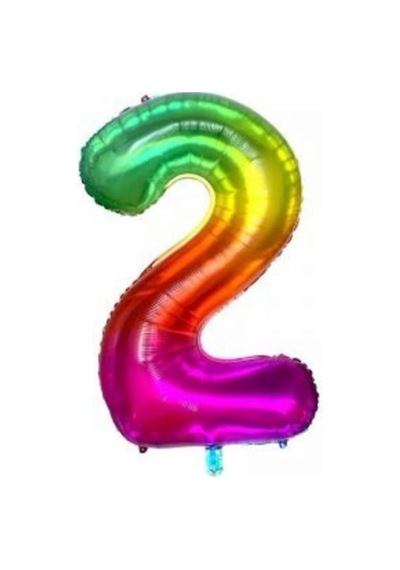 34 Inç 80 Cm Gökkuşağı Folyo Rakam Balon 2 Beyaz