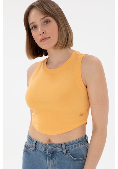 U.S. Polo Assn. Kadın Turuncu Kolsuz Bisiklet Yaka Crop Basic Tişört 50305695-VR202 U.S. Polo Assn. Kadın Turuncu Kolsuz Bisiklet Yaka Crop Basic Tişört 50305695-VR202