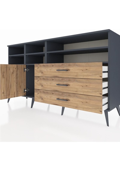 Hyperion Konsol 8 Raflı 3 Çekmeceli Tek Kapaklı 176x44x99 Antrasit-çam Antrasıt/atlas Çam - Antrasıt Hyperion Konsol 8 Raflı 3 Çekmeceli Tek Kapaklı 176x44x99 Antrasit-çam Antrasıt/atlas Çam - Antrasıt