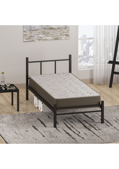 Mobpazar 616072 Metal Karyola + Basic Full Ortopedik Yatak 90 x 190 CM  Siyah