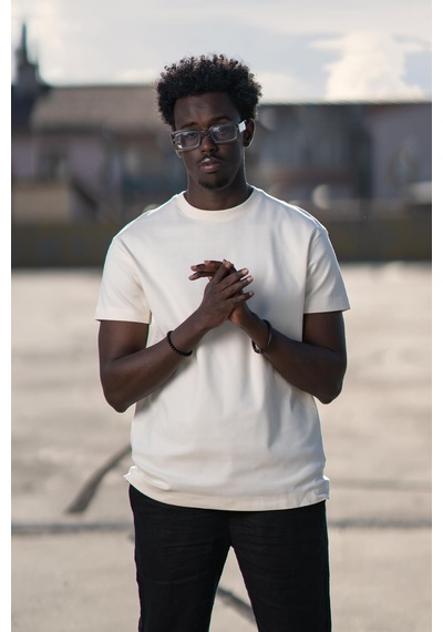 Bisiklet Yaka Lu Basic Oversize Geniş Model T-Shirt Krem krem