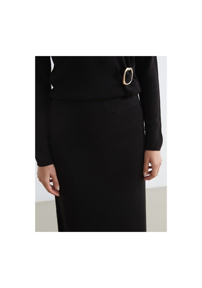 LC Waikiki Alıta Cıty Farkıyla Lcw Modest Siyah Triko Düz Uzun Kadın Etek Siyah - 931504815 Siyah
