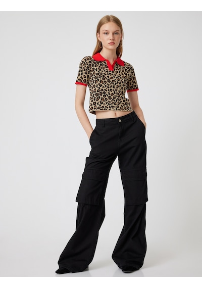 Koton Polo Yaka Kazak Leopar Desenli Biyeli Kısa Kollu Kahverengi Desenli 5wal20021ht Kahverengi Koton Polo Yaka Kazak Leopar Desenli Biyeli Kısa Kollu Kahverengi Desenli 5wal20021ht Kahverengi