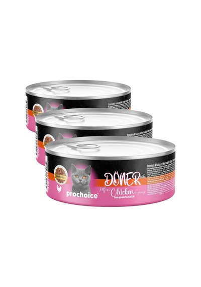 Döner Chicken, Sos İçinde Tavuk Etli Tam & Dengeli Yavru Kedi Maması 70 Gr 3 Paketi