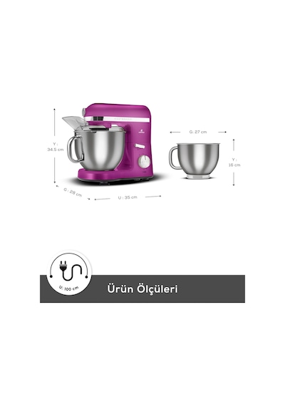 Karaca Mastermaid Chef Pro 1750 W Çift Kollu Stand Mikser