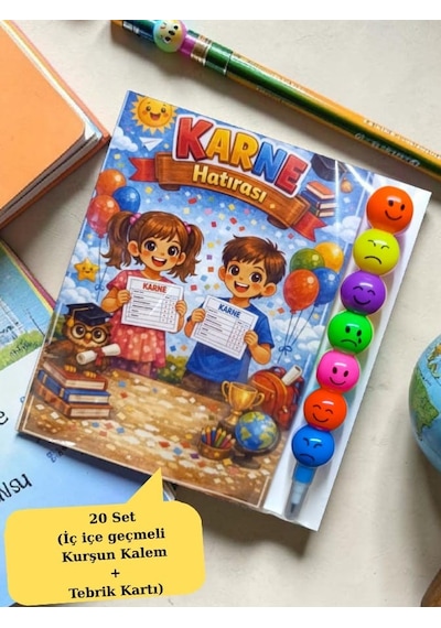 Karne Hediyesi 20 Set Kurşun Kalem Ve Tebrik Kartı