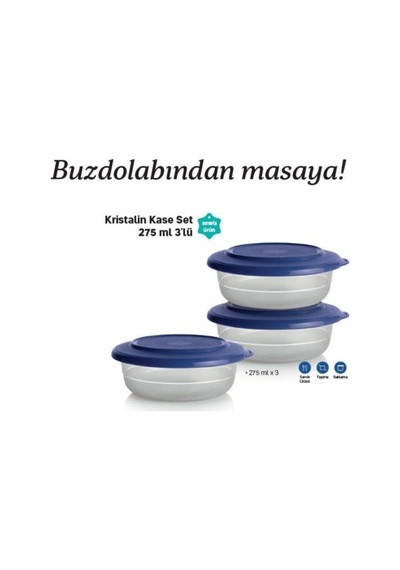 Kristalin Kase Set 3'lü 275 Ml Mavi - 90973738 Mavi