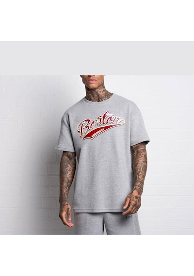 Flood Of Style Erkek Gri Boston Tshirt