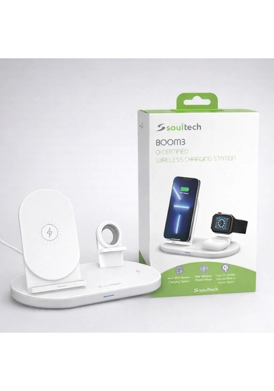 Soultech Boom3 Qi Sertifikalı 3 Lü Kablosuz Şarj Standı