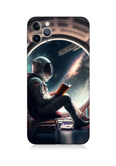 Apple Uyumlu iPhone 11 Pro Max Kitap Ve Astronot Desenli Silikon Kılıf