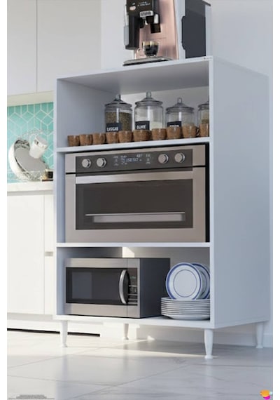 Alya Çok Amaçlı Mikrodalga Ve Mini Fırın Dolabı Mutfak Kiler Düzenleyici Standı 60x119x56 Cm Beyaz Alya Çok Amaçlı Mikrodalga Ve Mini Fırın Dolabı Mutfak Kiler Düzenleyici Standı 60x119x56 Cm Beyaz