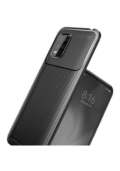 Smcase Xiaomi Mi 10 Lite 5g Kılıf Negro Karbon Desenli Silikon Siyah