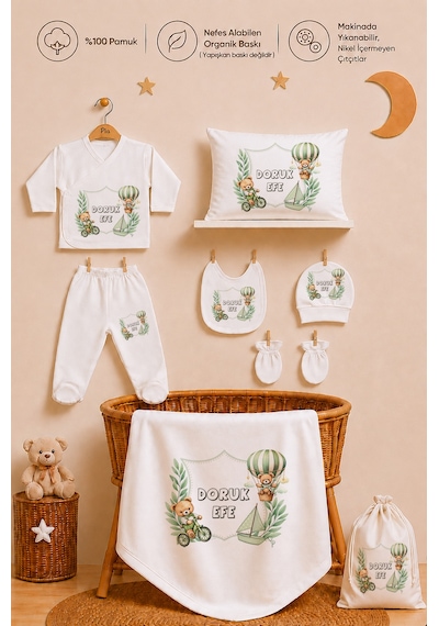 Pia Baby Erkek Bebek Hastane Çıkışı Seti 12 Parça %100 Pamuk İsimli Kişiye Özel Organik Baskılı Kıyafet Keseli 104211k0x Ekru Pia Baby Erkek Bebek Hastane Çıkışı Seti 12 Parça %100 Pamuk İsimli Kişiye Özel Organik Baskılı Kıyafet Keseli 104211k0x Ekru
