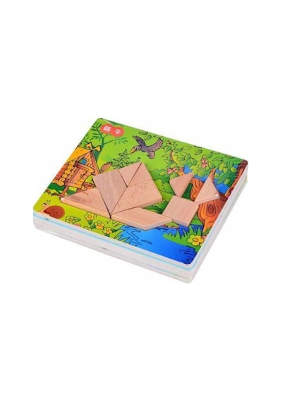 Ahşap Zeka Modül Hikaye Tamamlamalı Tangram Puzzle