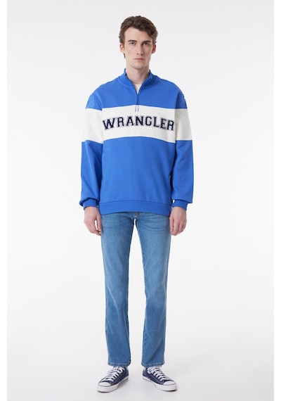 Wrangler Regular Fit Normal Kesim Dik Yaka %100 Pamuk Mavi Erkek Sweatshirt W232526400 Mavi