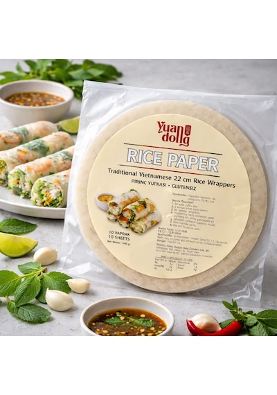 Yuandong Pirinç Yufkası 10 Yaprak 22 Cm, Rice Paper Glutensiz
