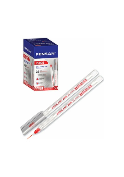 Pensan Tükenmez Kalem Üçgen Kırmızı 0.5 Mm 50 Li 2305 Çok Renkli