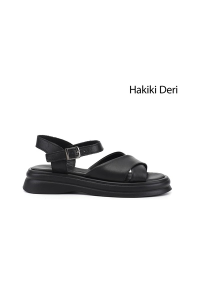 Gönderi(R) Gönderi R Kadın Siyah Tokalı Bantlı Hakiki Deri Sandalet Dyza75645262
