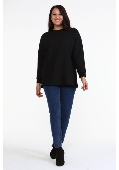 Myline Jakarlı Bisiklet Yaka Sweatshirt