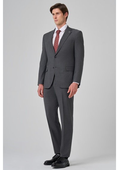 Morven Erkek Füme Yünlü Trend Desenli Dynamic Fit Takım Elbise 26mc001033050 Füme