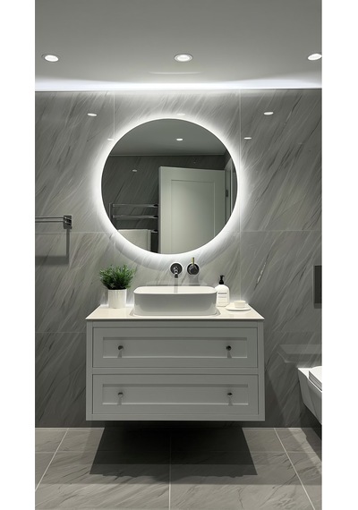 Digital Hayat Beyaz Led Işıklı Yuvarlak Ayna Dekoratif Banyo Makyaj Aynası Beyaz