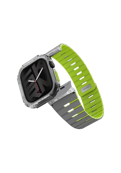 Watch 10 46mm Skinarma Nightglow Atom Tpu Kasa Koruyucu Ve Gemini Silikon Kordon Gri-yeşil