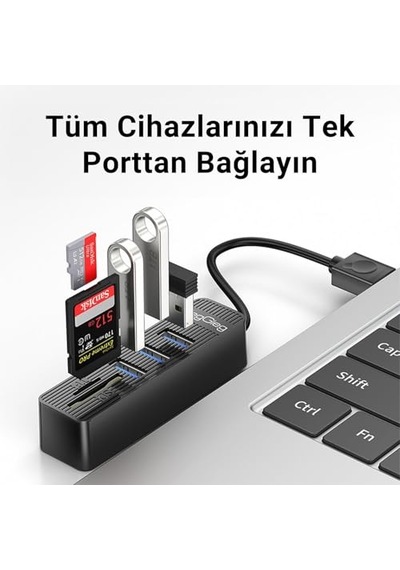 2.0 Sd - Microsd Kart Okuyucu Ve 3 Port Usb Çoklayıcı Hub