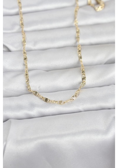 Ceylan Adam Cm 14k Gold Renk Lazerli Gemici Zincir Model 60 Cm Kadın Kolye Çok Renkli