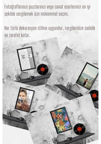 21lik Puzzle Poster Resim Çerçevesi Pvcli Postersiz Resimsiz Çerçeve Eskitme Gri, 48x68