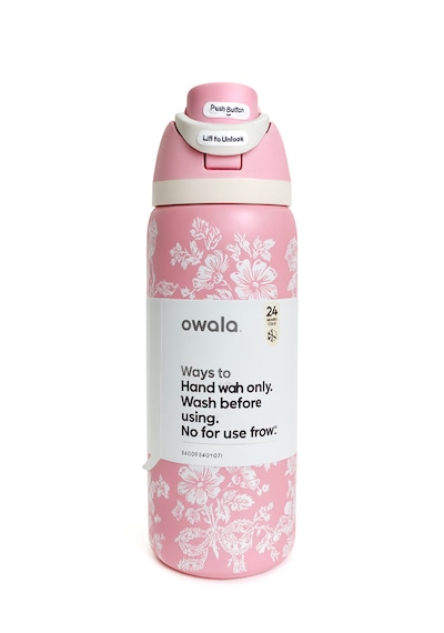 Owala 32 Oz 946 Ml Freesip Desenli Çift Katmanlı Paslanmaz Çelik Termos Kilitli Kapak Açık Pembe