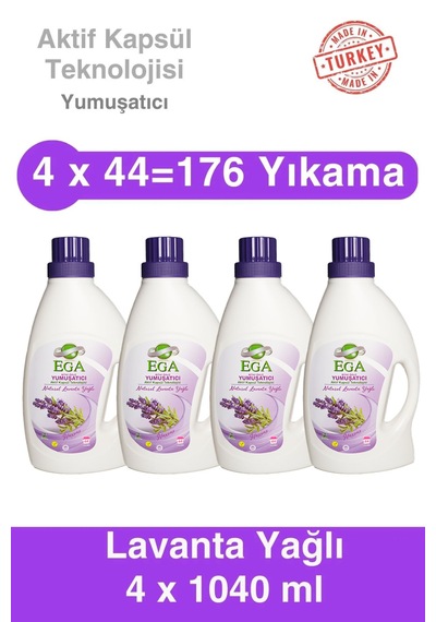 Ega Kimya Aktif Kapsül Teknolojili Lavanta Çamaşır Yumuşatıcısı 4 x 1040 ML