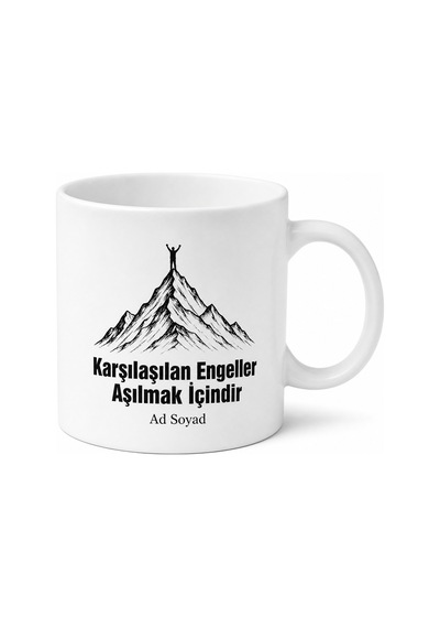 Dağ Tırmanışçılarına Karşılaşılan Engeller Aşılmak İçindir Kupa Bardak Hediye Beyaz / Çok Renkli