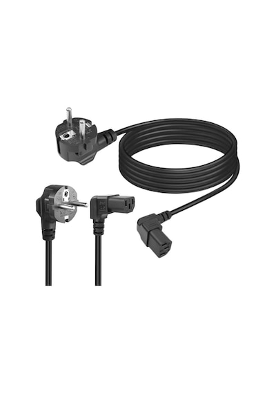 C13 Power Kablo - Yukarı Dik Açı 90 Derece Dirsek L Tip - Standart Güç Kablosu - 1.8 Mt
