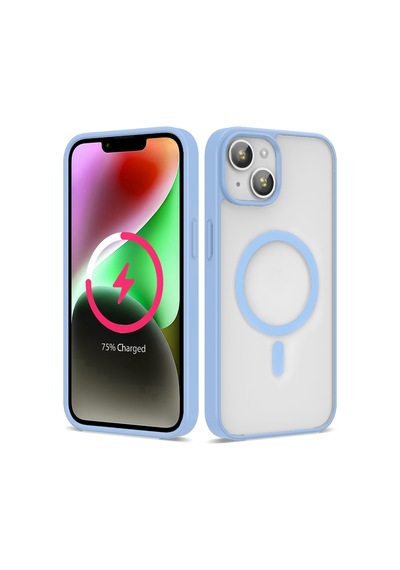 Apple iPhone Uyumlu 13 Kılıf Kenarlar İnce Arka Kısım Magsafe Kamera Yükseltili Silikon Pazarplus Mavi