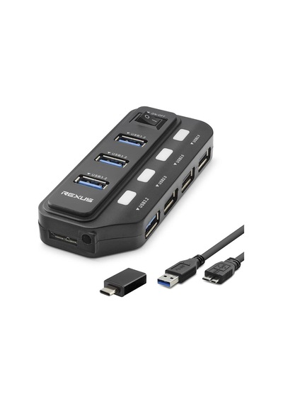 Usb Type-c 3.2 Gen1 Anahtarlı Hub 7 Port 5 Gbps Siyah U332 Evimdeyokyok